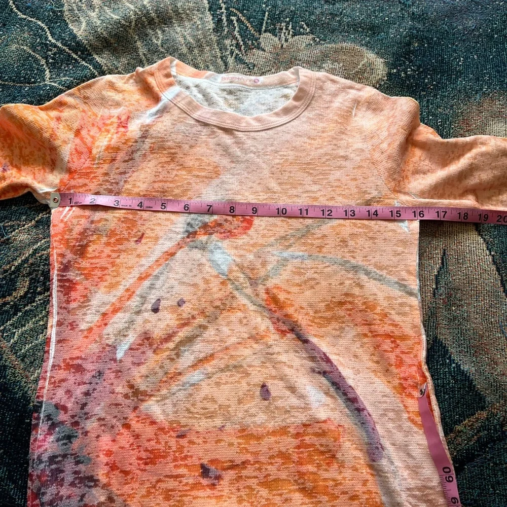Before + Again Orange Red Graphic Long Sleeve Crew Shirt True to Size Women’s S - Picture 13 of 15